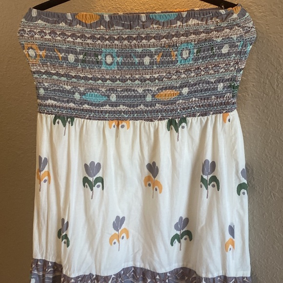 Magazine Floral Print Strapless Maxi Dress / Size Large - Picture 9 of 11